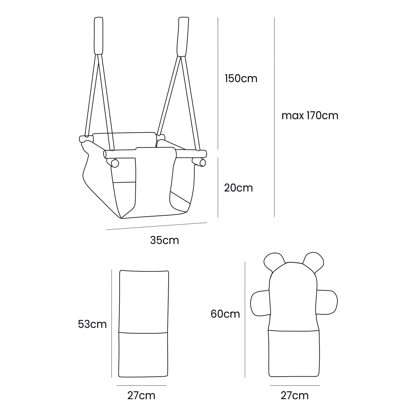 Indoor Baby Swing, Square - Ecru