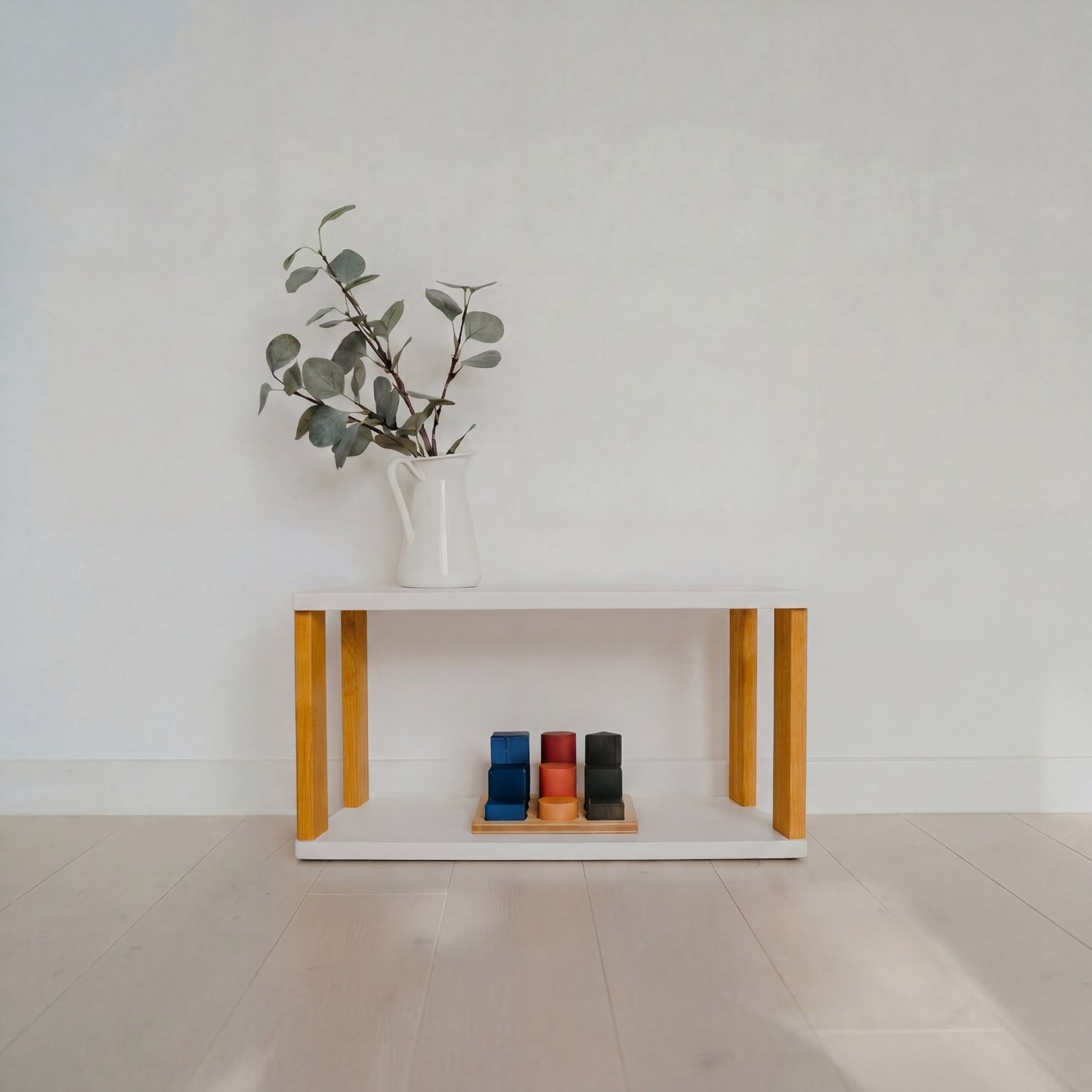 Modular Montessori Shelf Straight Mini - 2 Shelves - White/brownish oil