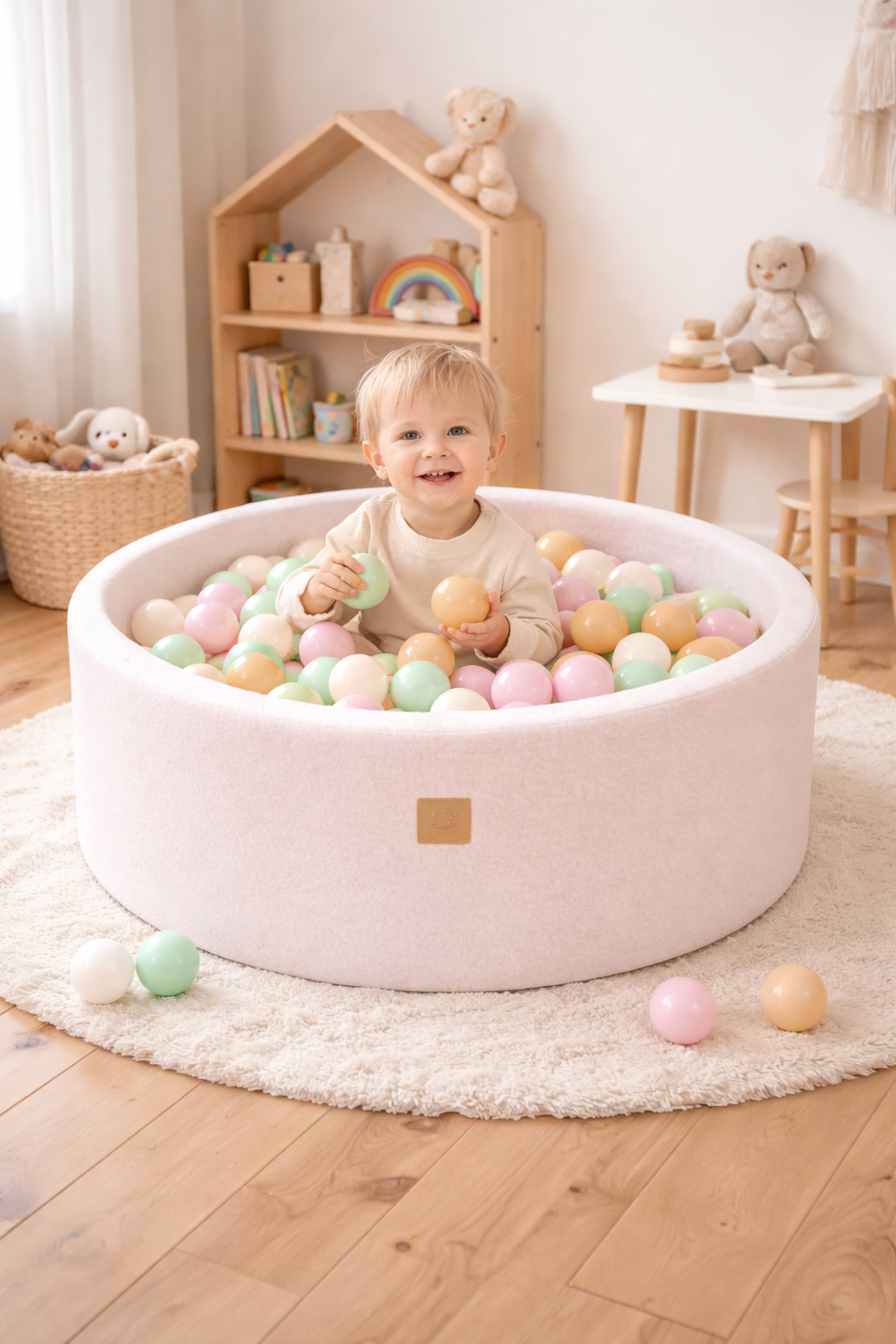 Saugus ir minkštas kamuoliukų baseinas vaikams (90 cm)