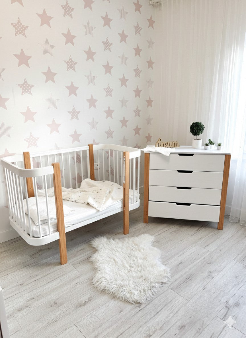 Baby Crib ELIN - Natural/White