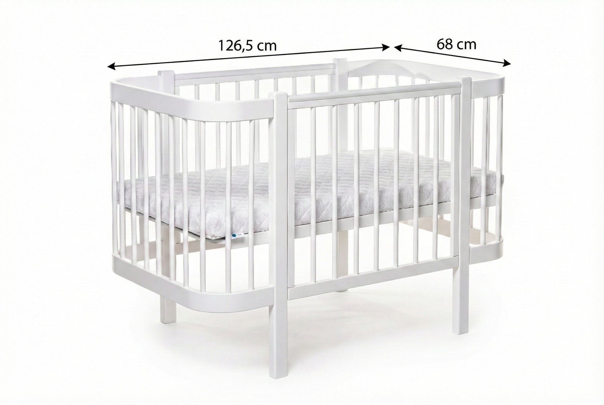 Baby Crib ELIN with Mattress - White