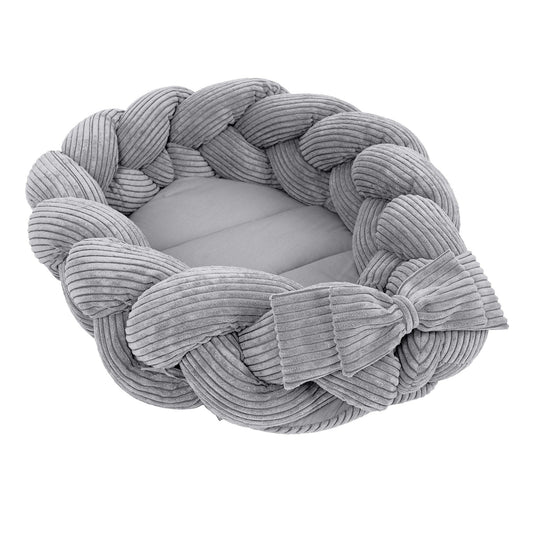 Baby Nest With Braided Bumper - Grey