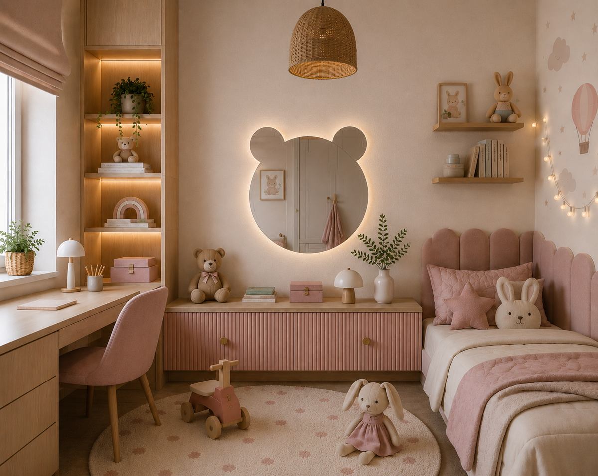 Meškiuko formos veidrodis su LED apšvietimu