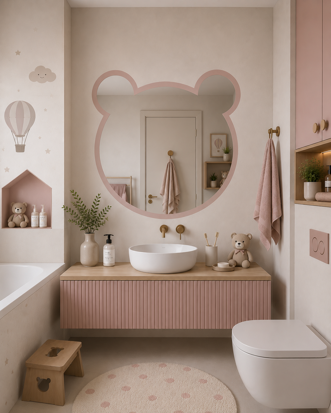 Meškiuko formos veidrodis su dažytu rėmeliu