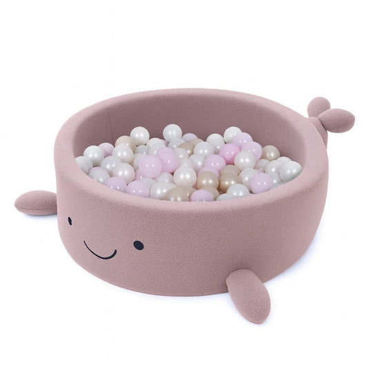 Foam Baby Ball Pit Without Balls - Whale Raspberry Glaze Pink Boucle
