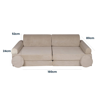 MeowBaby® Large Slimcord Premium Sofa - Ecru