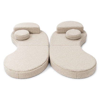 MeowBaby® Modular Sofa Coccolo for Kids – 6 Piece, Bearly Light Gray