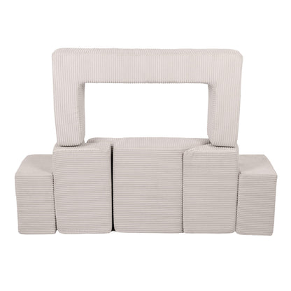 MeowBaby® Soft Velvet Bricks Sofa - Ecru