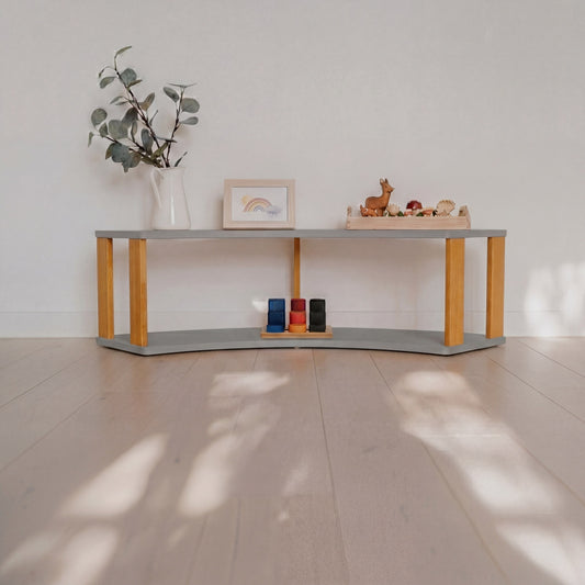 Modular Montessori Shelf Arch - 2 Shelves - Light grey/brownish oil