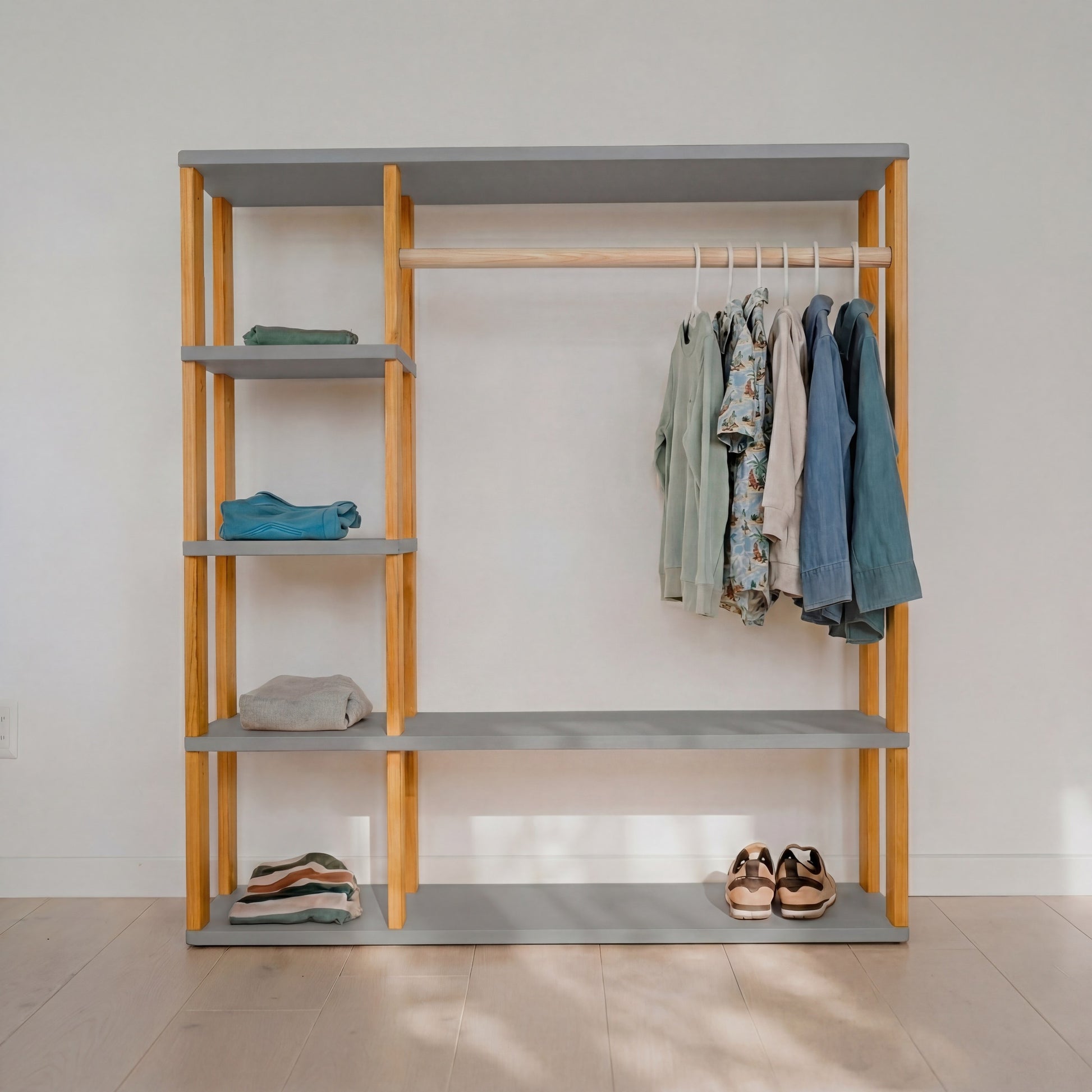 Modular Montessori Wardrobe - Light grey/brownish oil