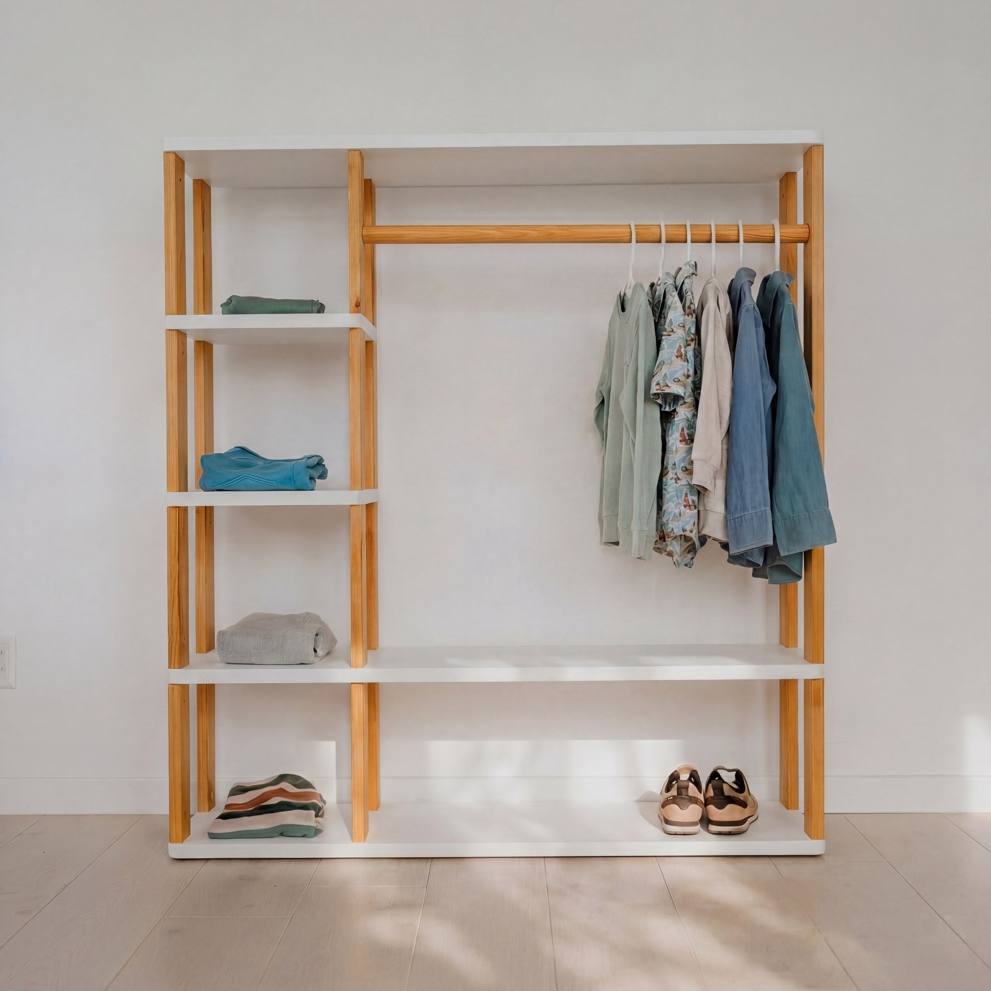 Modular Montessori Wardrobe - White/brownish oil