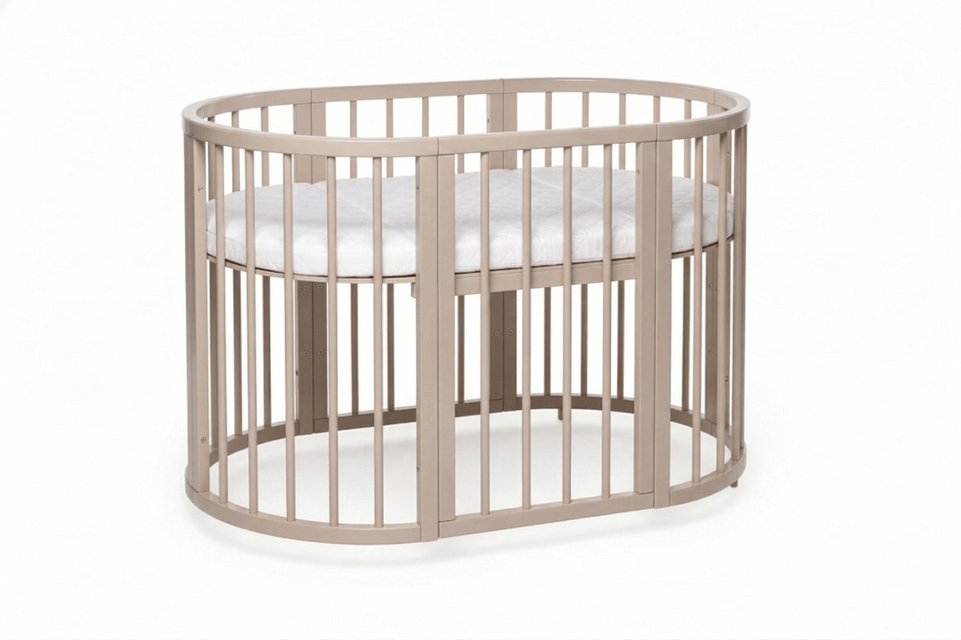Round Baby Crib OLIN with Mattress - Cappuccino
