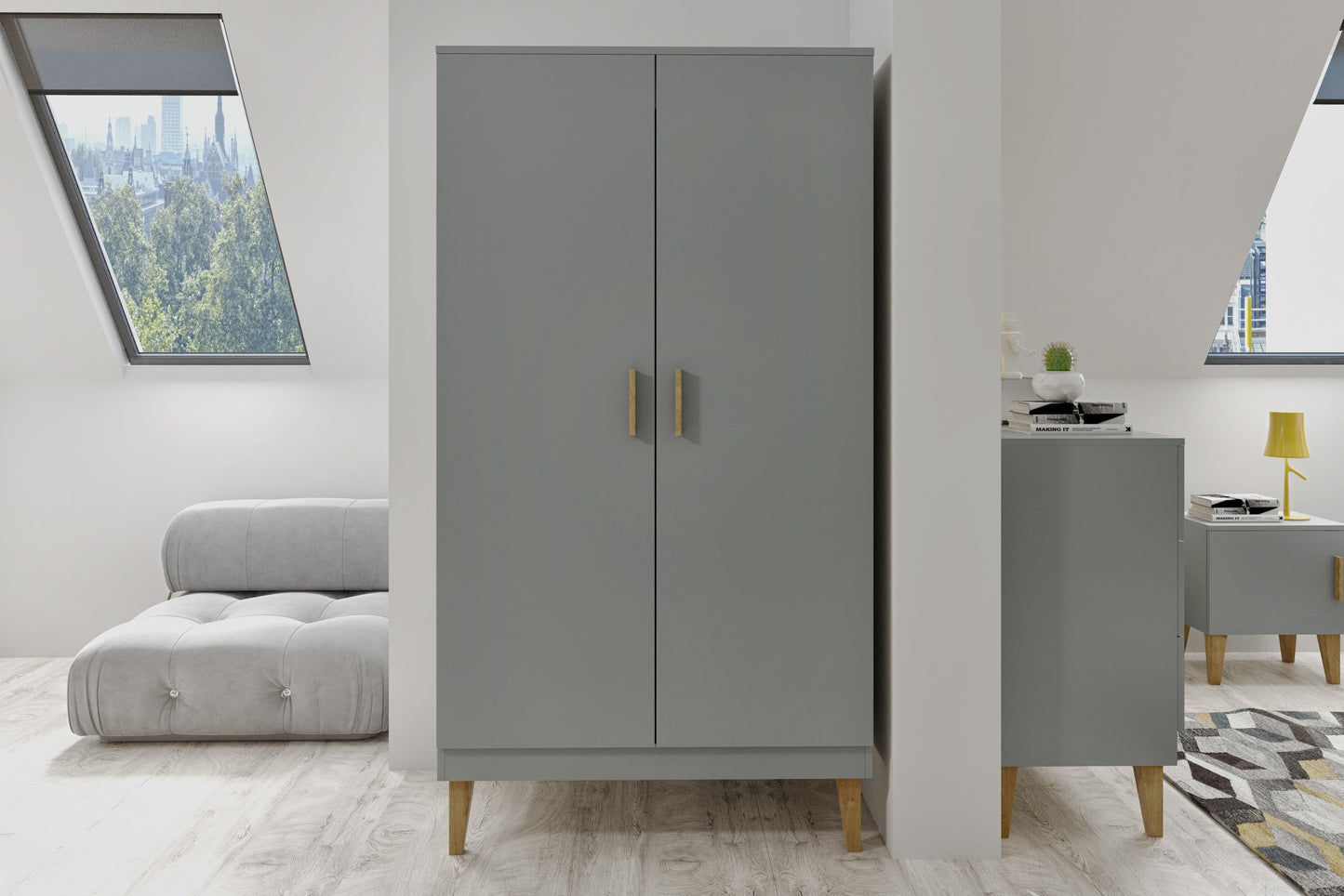 Wardrobe Kubi - Grey
