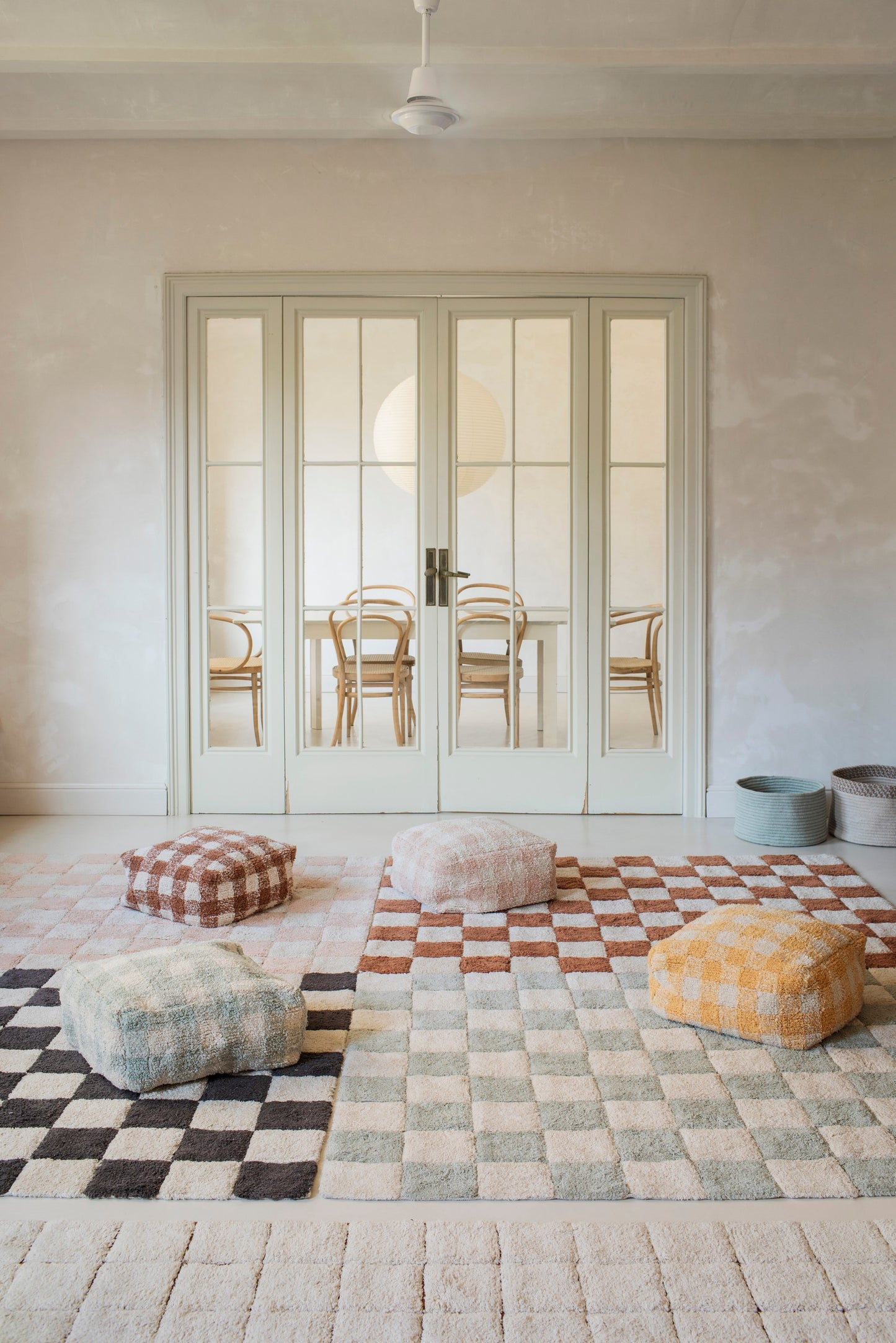Washable Cotton Rug Kitchen Tiles Rose, 120x160 cm