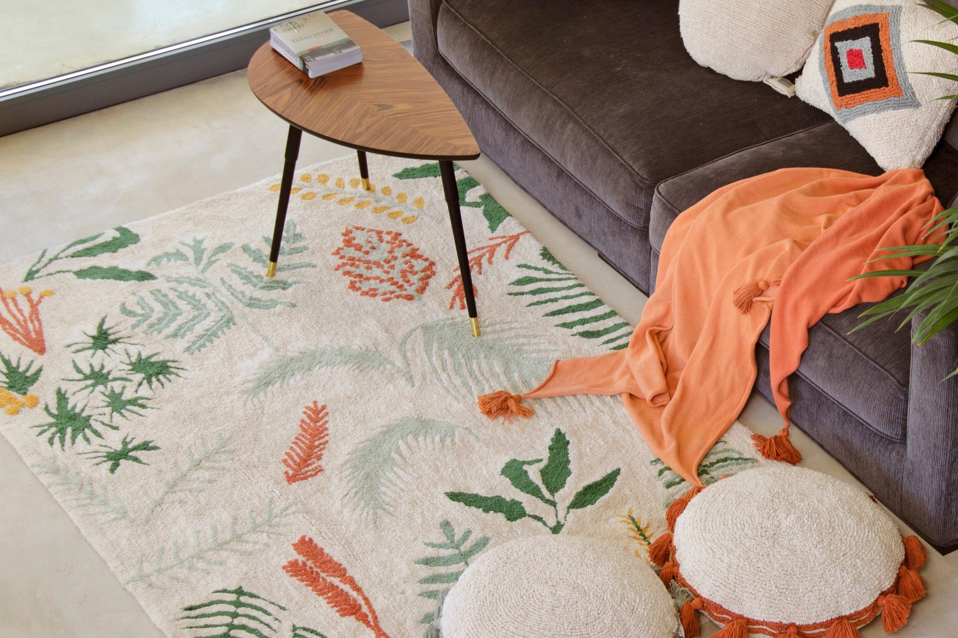 Washable Rug Botanic Plants, 140 x 200 cm 