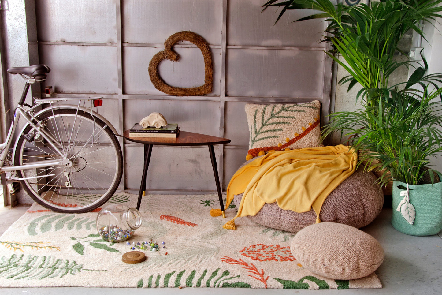 Washable Rug Botanic Plants, 140 x 200 cm 