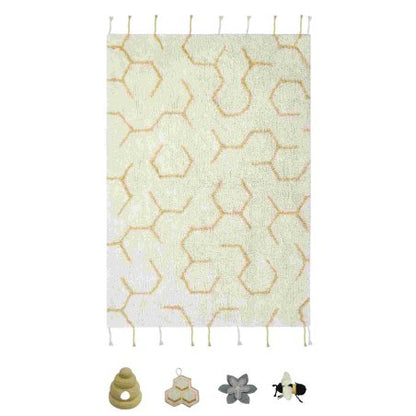 Washable Play Rug Pollination with 4 Handmade Textile Accessories, 90 x 130 cm